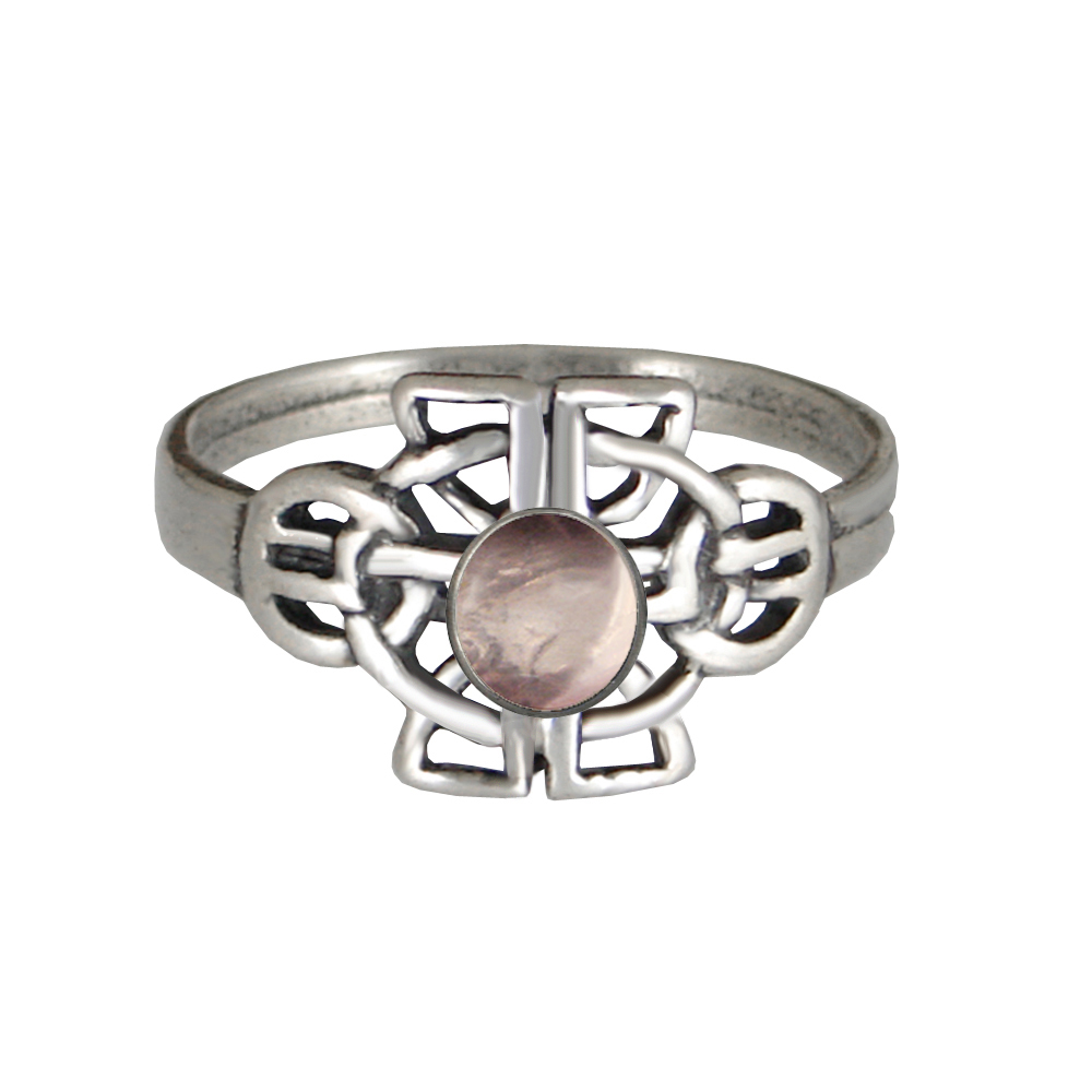 Sterling Silver Celtic Knotwork Ring With Rose Quartz Size 6 Sterling Silver Celtic Knotwork Ring With Rose Quartz Size 6